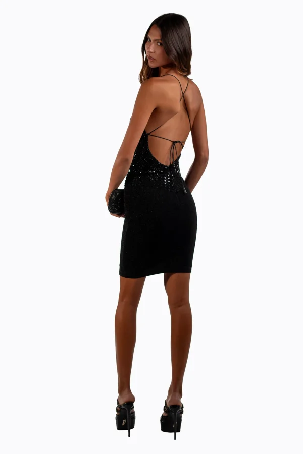 Alison Black Strappy Mini Dress - Image 4