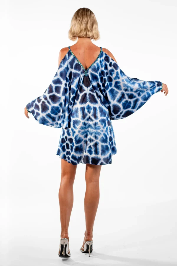Maidy Blue Batwing Giraffe Print Short Dress - Image 6